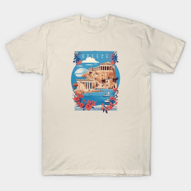 Vintage Travel Greece Design T-Shirt by huefinder